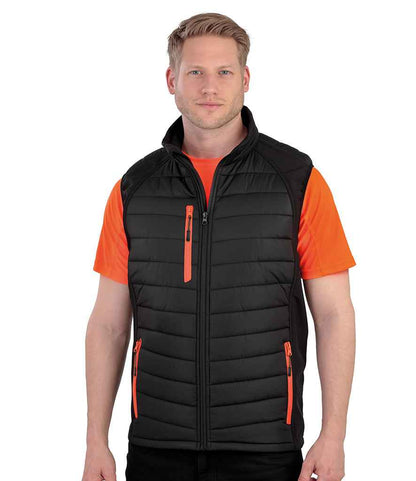 Result Genuine Recycled Compass Padded Gilet - Black/Orange (RS238)