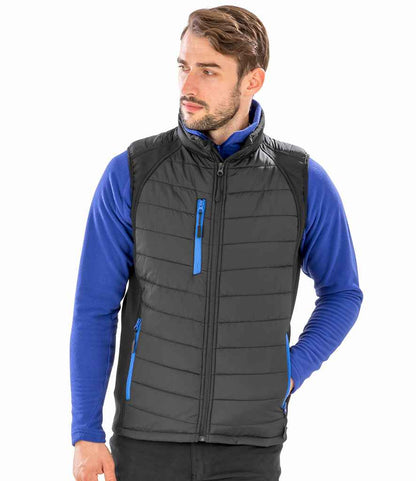 Result Genuine Recycled Compass Padded Gilet - Black/Royal Blue (RS238)