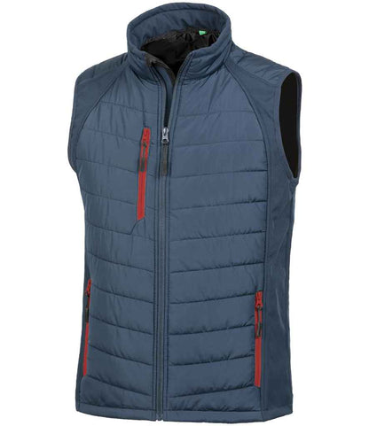 Result Genuine Recycled Compass Padded Gilet - Navy/Red (RS238)