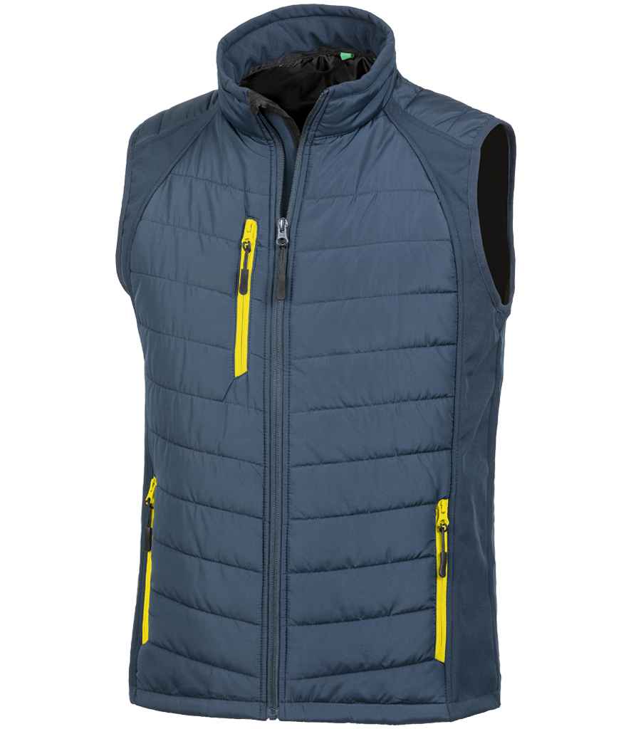 Result Genuine Recycled Compass Padded Gilet - Navy/Yellow (RS238)