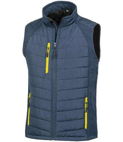 Result Genuine Recycled Compass Padded Gilet - Navy/Yellow (RS238)
