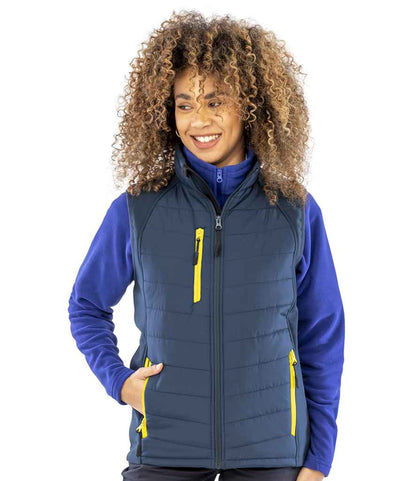 Result Genuine Recycled Compass Padded Gilet - Navy/Yellow (RS238)