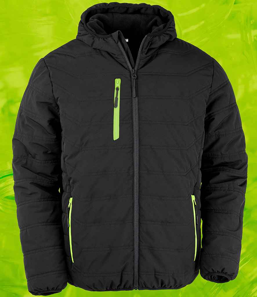 Result Genuine Recycled Compass Padded Winter Jacket - Black/Lime Green (RS240)