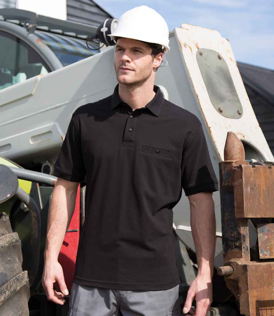Result Work-Guard Apex Pocket Piqué Polo Shirt - Black (RS312)