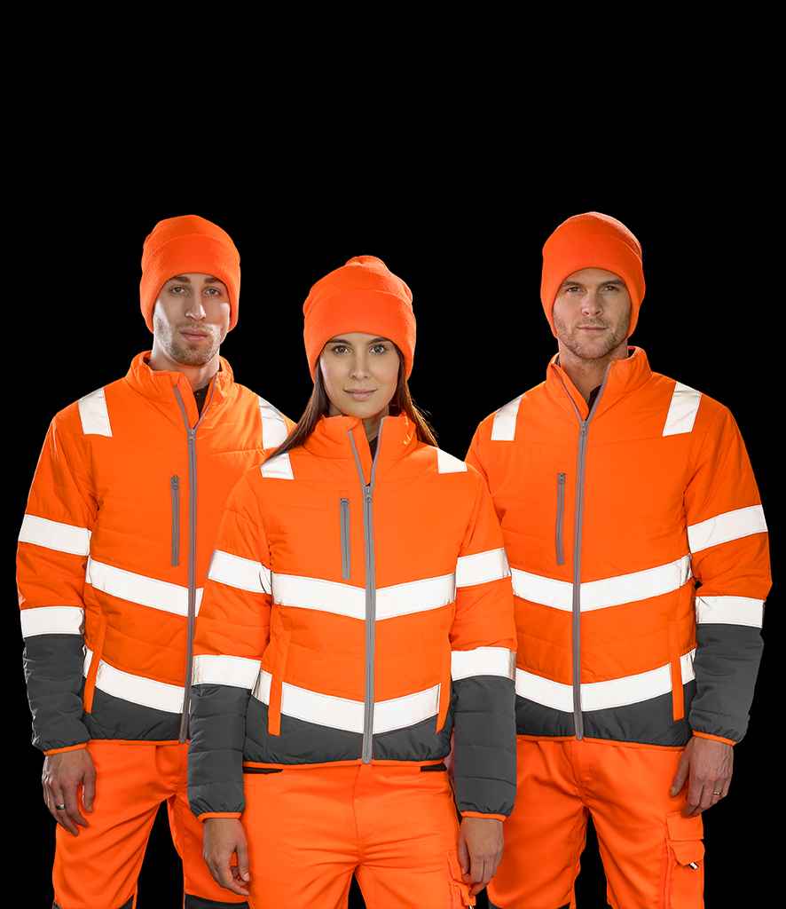 Result Safe-Guard Ladies Soft Safety Jacket - Fluorescent Orange/Grey (RS325F)