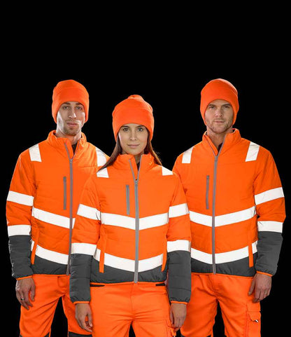 Result Safe-Guard Ladies Soft Safety Jacket - Fluorescent Orange/Grey (RS325F)