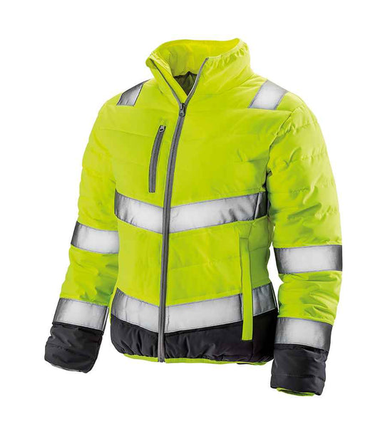 Result Safe-Guard Ladies Soft Safety Jacket - Fluorescent Yellow/Grey (RS325F)