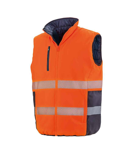 Result Safe-Guard Reversible Soft Padded Gilet - Fluorescent Orange/Navy (RS332)