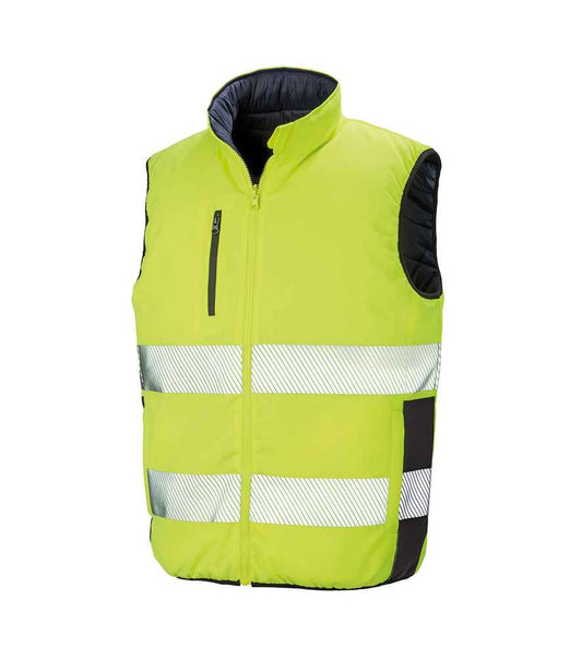 Result Safe-Guard Reversible Soft Padded Gilet - Fluorescent Yellow/Navy (RS332)