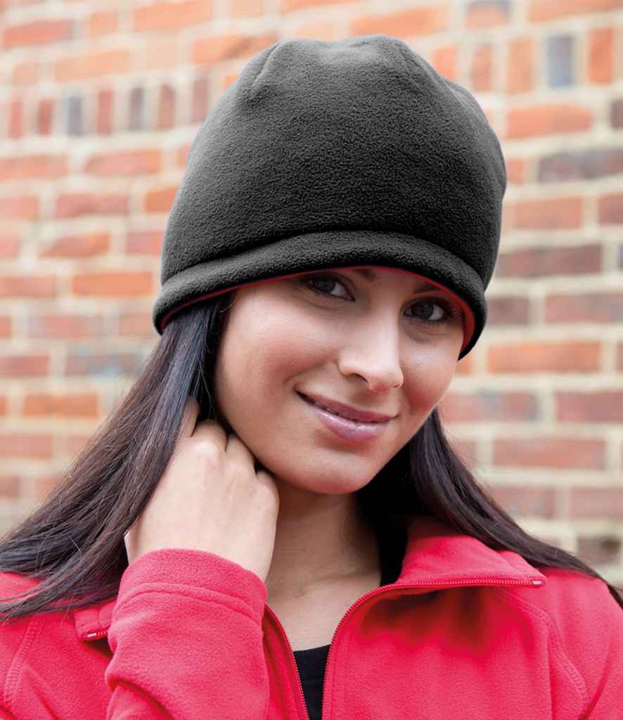 Result Reversible Fleece Skull Hat - Black/Red (RS374)