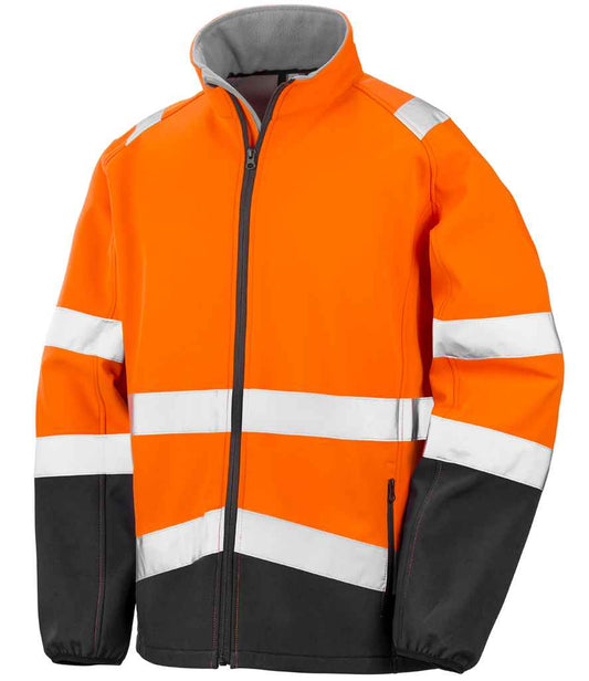 Result Safe-Guard Printable Safety Soft Shell Jacket - Fluorescent Orange/Black (RS450)