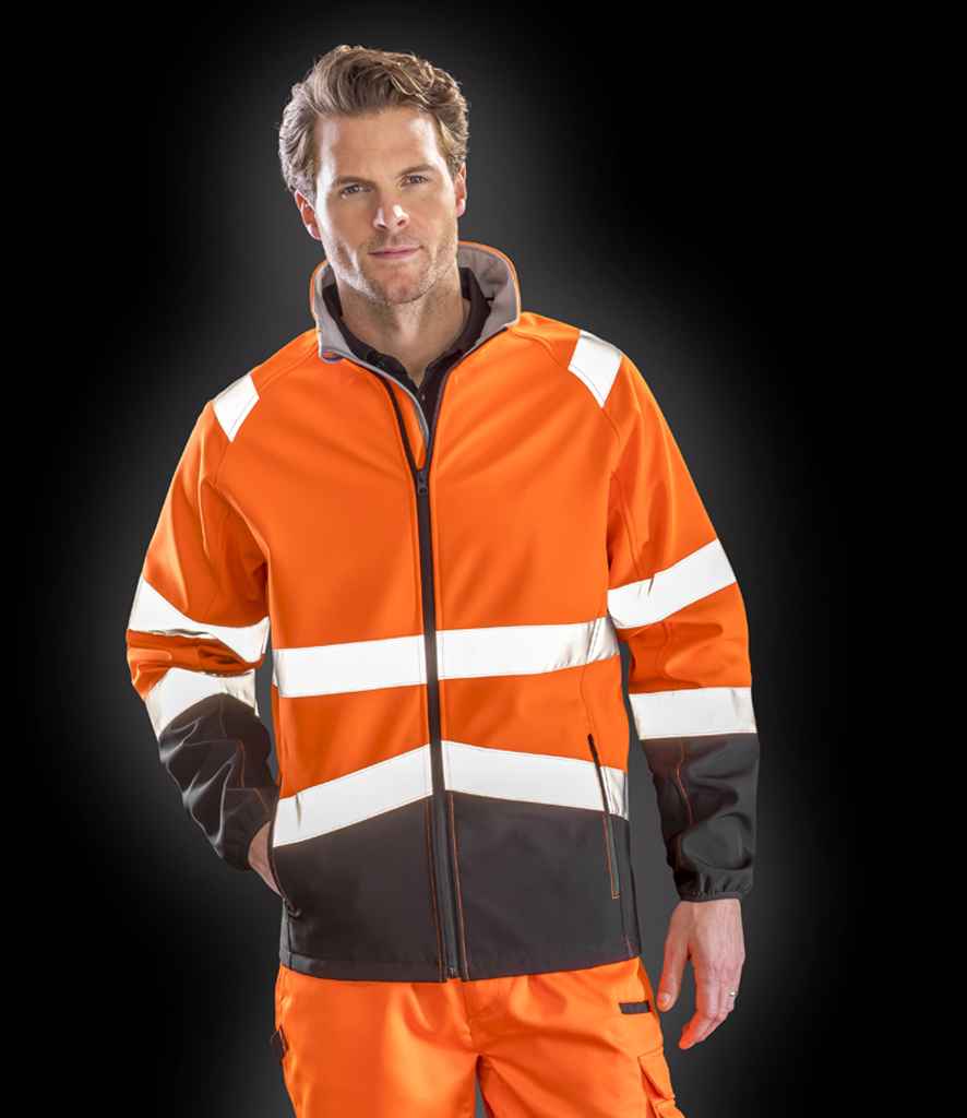 Result Safe-Guard Printable Safety Soft Shell Jacket - Fluorescent Orange/Black (RS450)