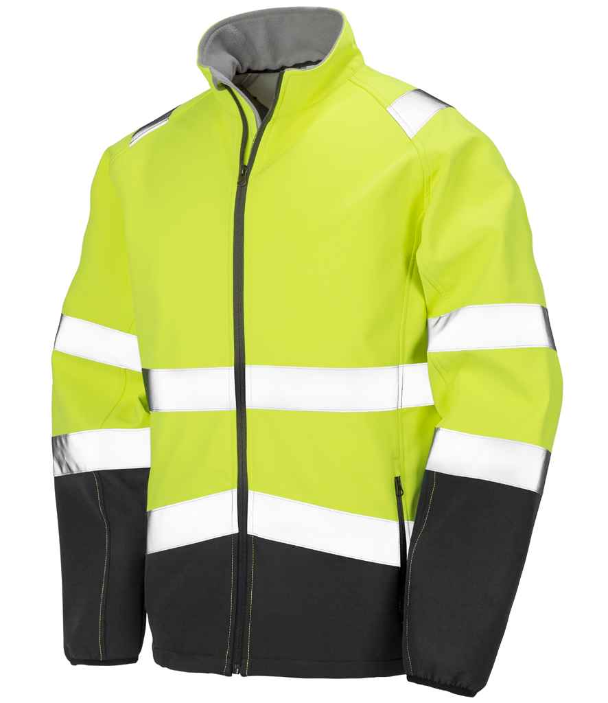 Result Safe-Guard Printable Safety Soft Shell Jacket - Fluorescent Yellow/Black (RS450)