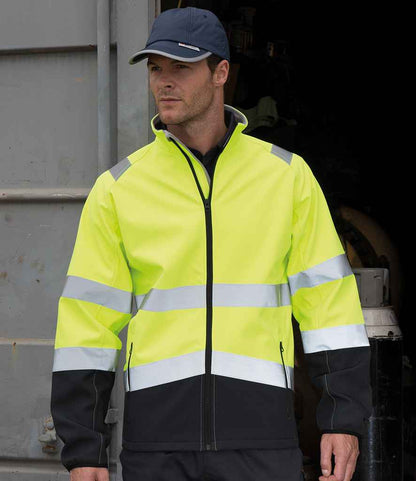 Result Safe-Guard Printable Safety Soft Shell Jacket - Fluorescent Yellow/Black (RS450)