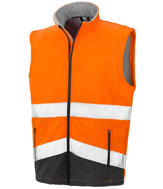 Result Safe-Guard Printable Safety Soft Shell Gilet - Fluorescent Orange/Black (RS451)