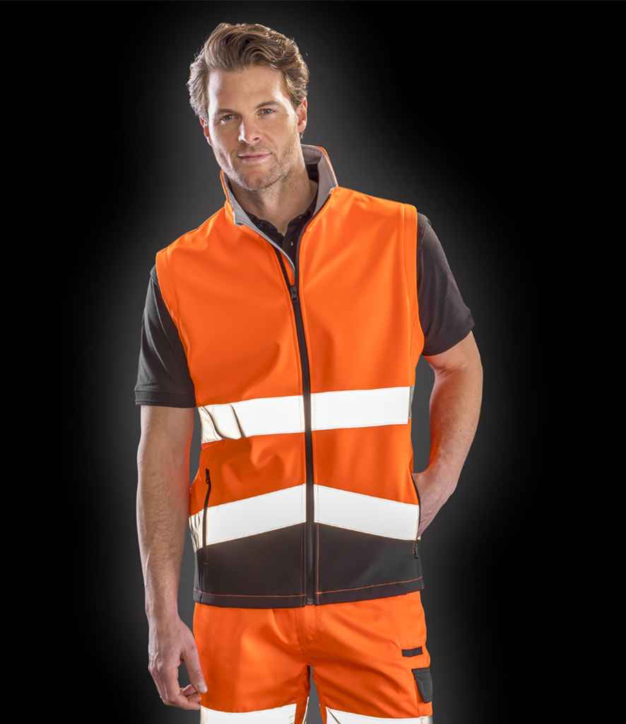 Result Safe-Guard Printable Safety Soft Shell Gilet - Fluorescent Orange/Black (RS451)