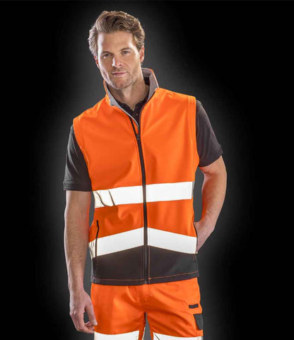 Result Safe-Guard Printable Safety Soft Shell Gilet - Fluorescent Orange/Black (RS451)