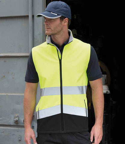 Result Safe-Guard Printable Safety Soft Shell Gilet - Fluorescent Yellow/Black (RS451)