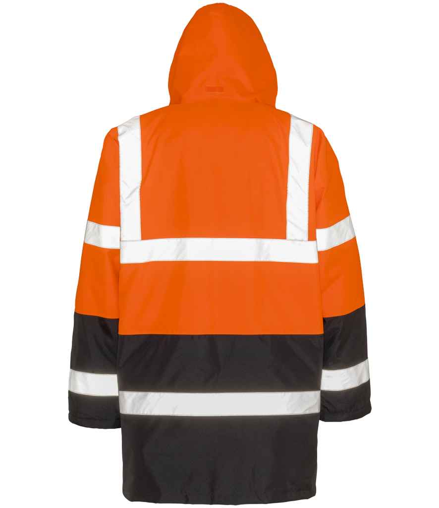 Result Core Motorway Two Tone Safety Jacket - Fluorescent Orange/Black (RS452)