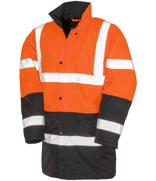 Result Core Motorway Two Tone Safety Jacket - Fluorescent Orange/Black (RS452)