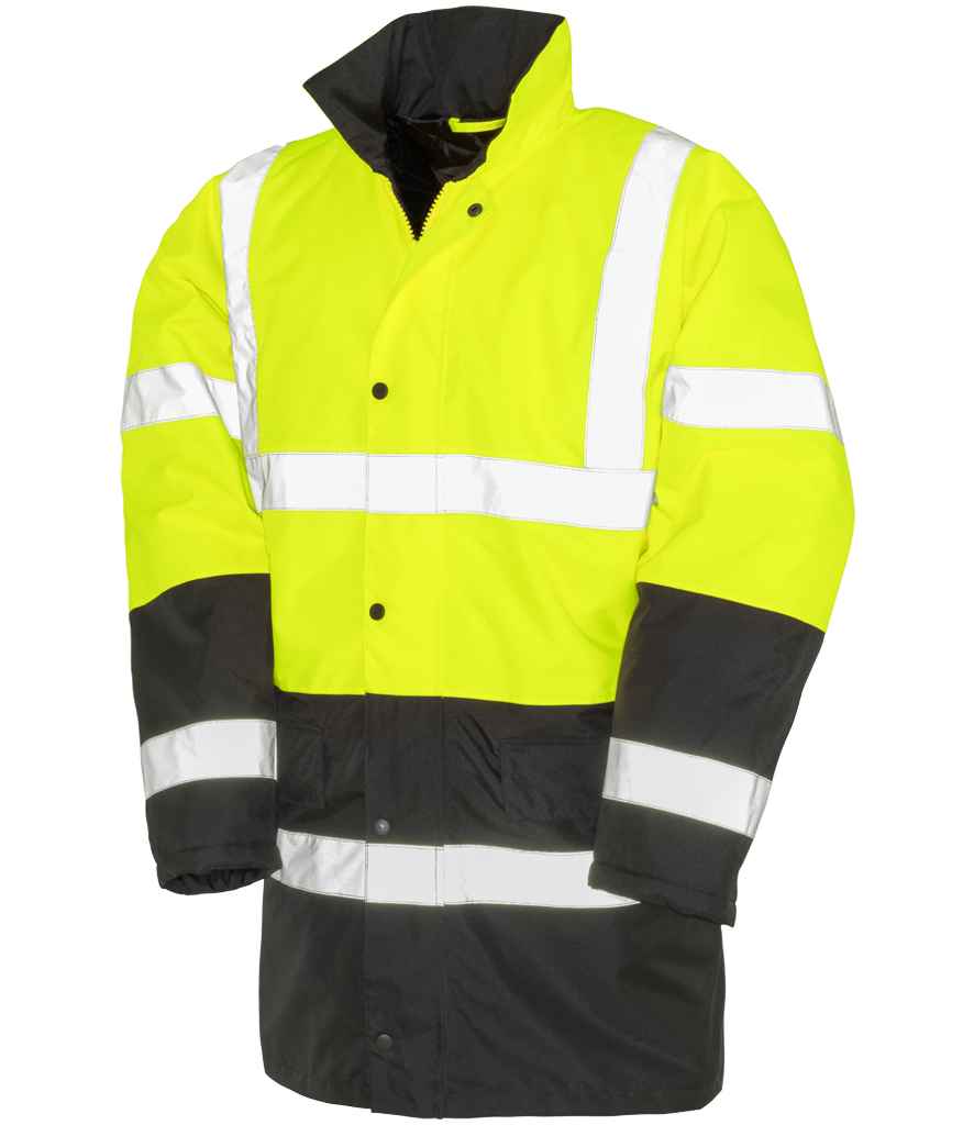 Result Core Motorway Two Tone Safety Jacket - Fluorescent Yellow/Black (RS452)