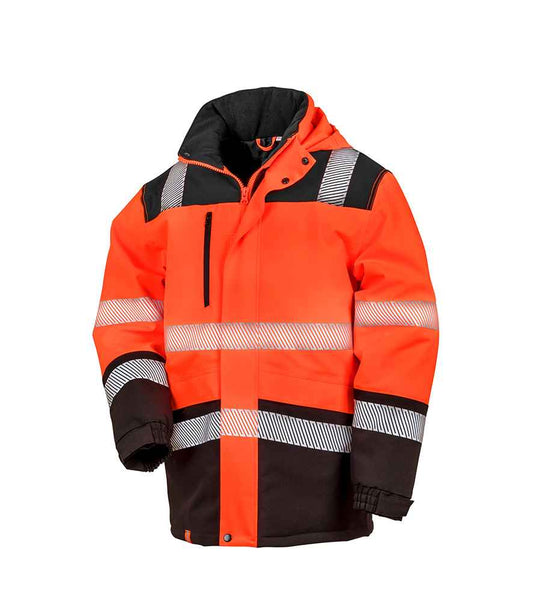 Result Safe-Guard Extreme Tech Printable Soft Shell Safety Jacket - Fluorescent Orange/Black (RS475)