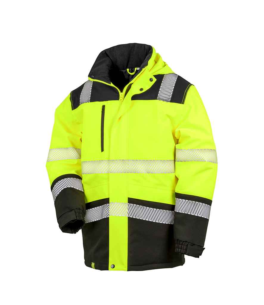 Result Safe-Guard Extreme Tech Printable Soft Shell Safety Jacket - Fluorescent Yellow/Black (RS475)