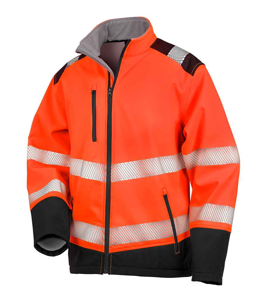 Result Safe-Guard Printable Ripstop Safety Soft Shell Jacket - Fluorescent Orange/Black (RS476)