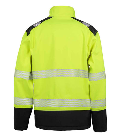 Result Safe-Guard Printable Ripstop Safety Soft Shell Jacket - Fluorescent Yellow/Black (RS476)