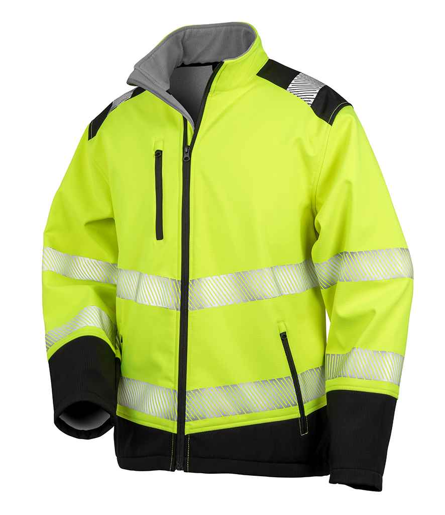 Result Safe-Guard Printable Ripstop Safety Soft Shell Jacket - Fluorescent Yellow/Black (RS476)