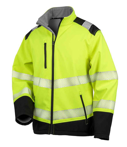 Result Safe-Guard Printable Ripstop Safety Soft Shell Jacket - Fluorescent Yellow/Black (RS476)