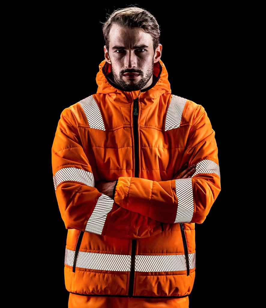 Result Genuine Recycled Ripstop Padded Safety Jacket - Fluorescent Orange (RS500)