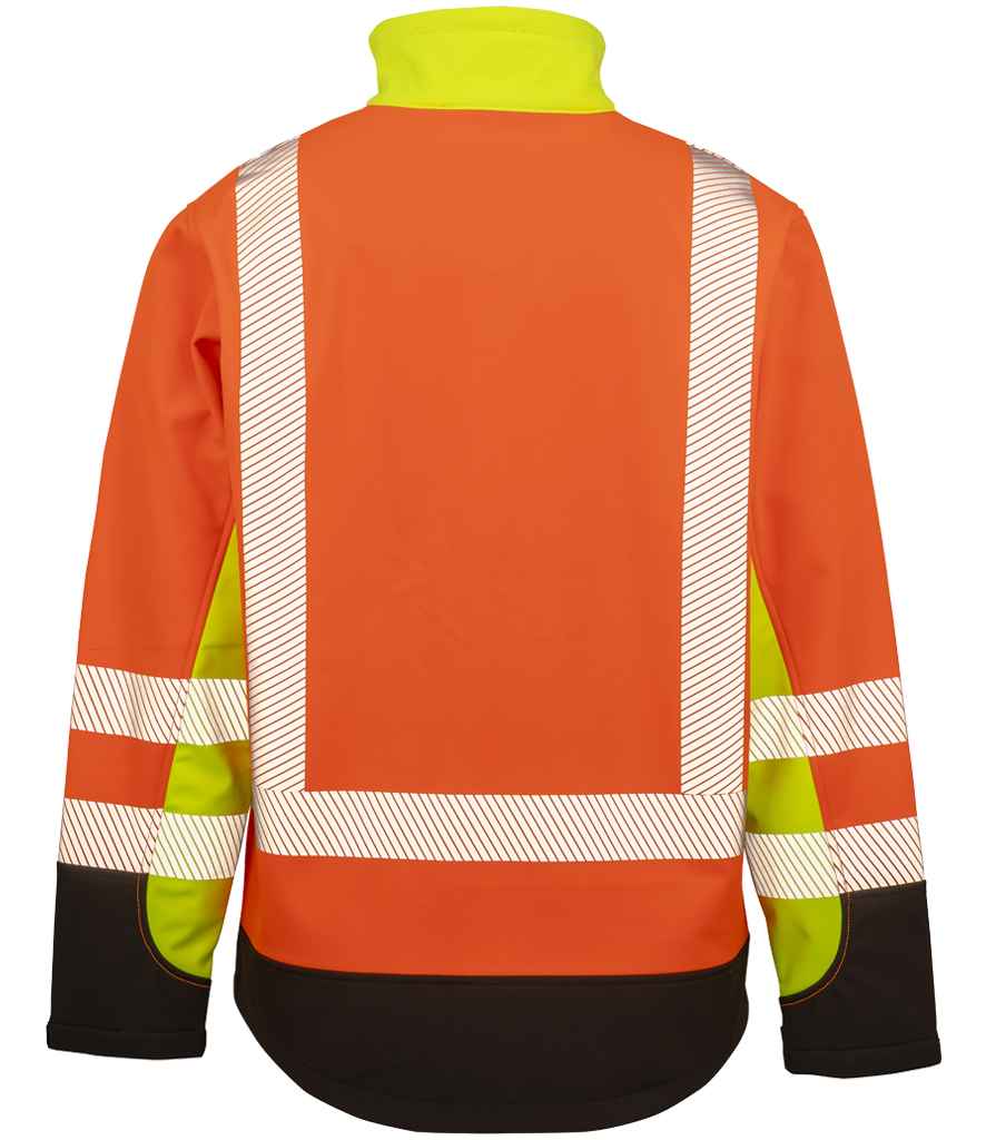 Result Recycled Three Layer Printable 3-Tone Safety Soft Shell Jacket - Fluorescent Yellow/Orange/Black (RS506)