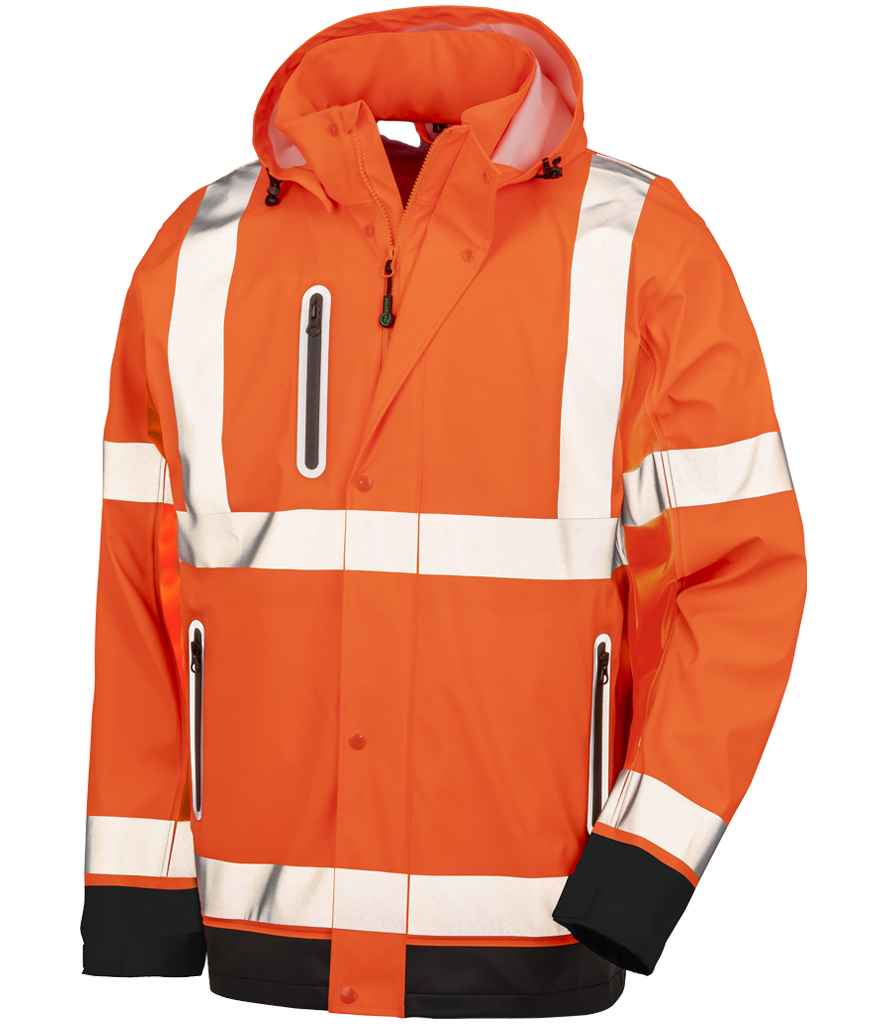 Result Recycled Heavy Duty Prism PU Safe and Dry Jacket - Fluorescent Orange/Black (RS507)