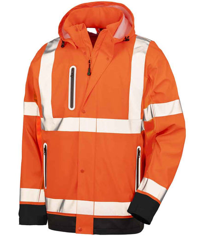 Result Recycled Heavy Duty Prism PU Safe and Dry Jacket - Fluorescent Orange/Black (RS507)