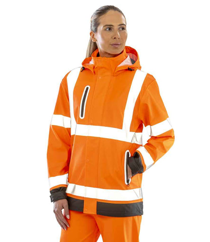 Result Recycled Heavy Duty Prism PU Safe and Dry Jacket - Fluorescent Orange/Black (RS507)