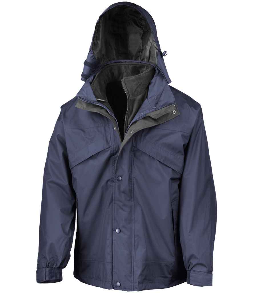 Result 3-in-1 Waterproof Zip and Clip Fleece Lined Jacket - Navy/Black (RS68)