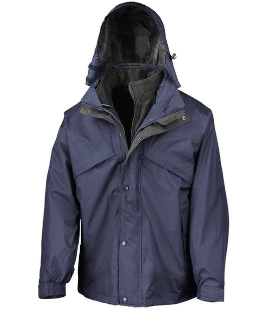 Result 3-in-1 Waterproof Zip and Clip Fleece Lined Jacket - Navy/Black (RS68)