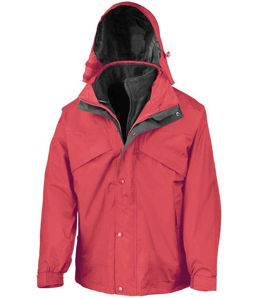 Result 3-in-1 Waterproof Zip and Clip Fleece Lined Jacket - Red/Black (RS68)