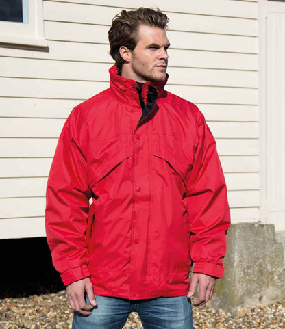 Result 3-in-1 Waterproof Zip and Clip Fleece Lined Jacket - Red/Black (RS68)