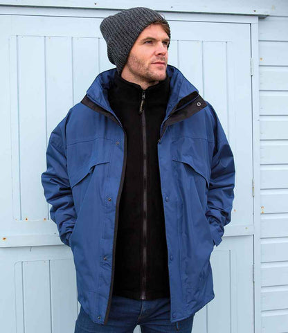 Result 3-in-1 Waterproof Zip and Clip Fleece Lined Jacket - Royal Blue/Black (RS68)