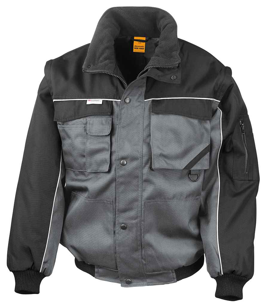 Result Work-Guard Zip Sleeve Heavy Duty Jacket - Grey/Black (RS71)