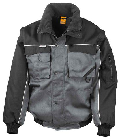 Result Work-Guard Zip Sleeve Heavy Duty Jacket - Grey/Black (RS71)
