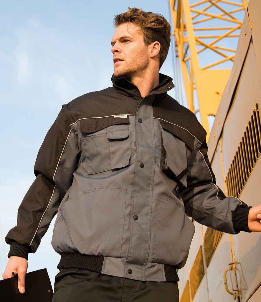 Result Work-Guard Zip Sleeve Heavy Duty Jacket - Grey/Black (RS71)