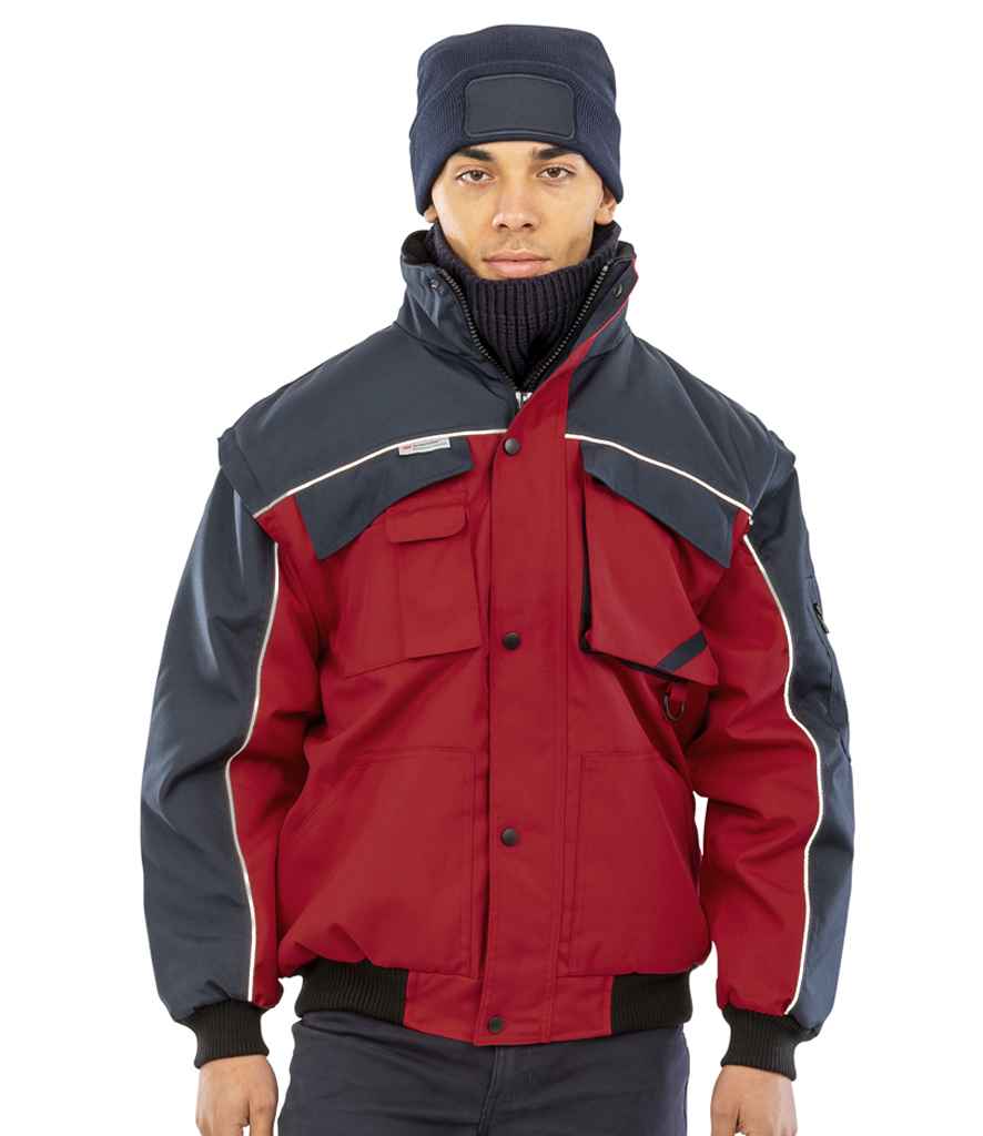 Result Work-Guard Zip Sleeve Heavy Duty Jacket - Red/Navy (RS71)