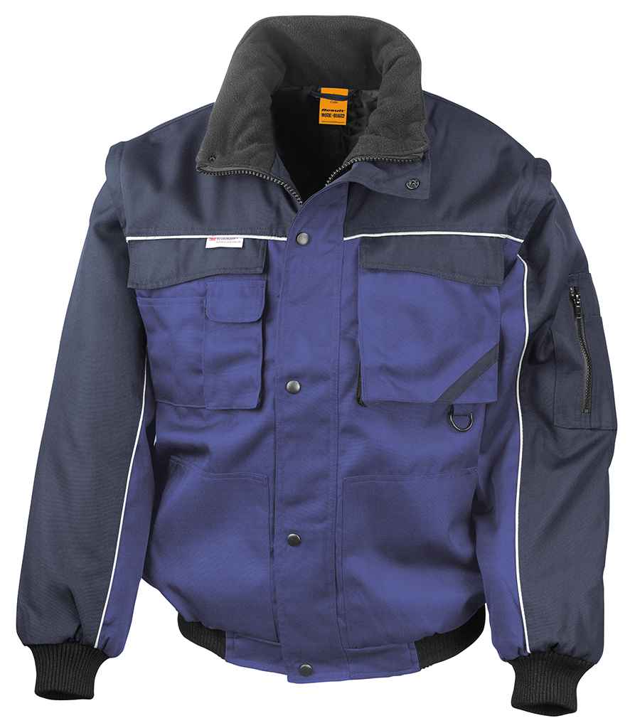 Result Work-Guard Zip Sleeve Heavy Duty Jacket - Royal Blue/Navy (RS71)