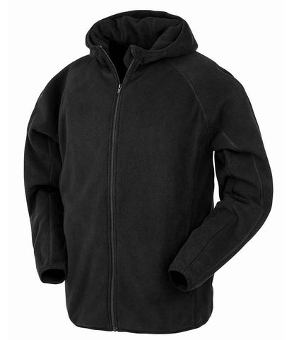 Result Genuine Recycled Hooded Micro Fleece Jacket - Black (RS906)