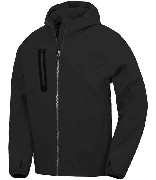 Result Recycled Three Layer Printable Hooded Soft Shell Jacket - Black/Black (RS909)