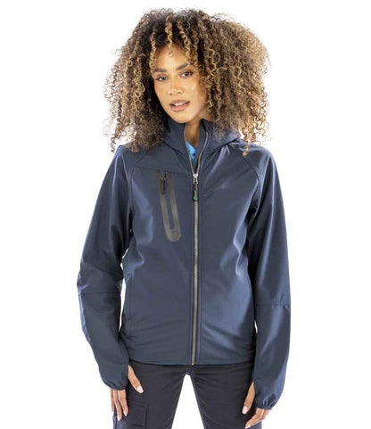 Result Recycled Three Layer Printable Hooded Soft Shell Jacket - Navy/Navy (RS909)