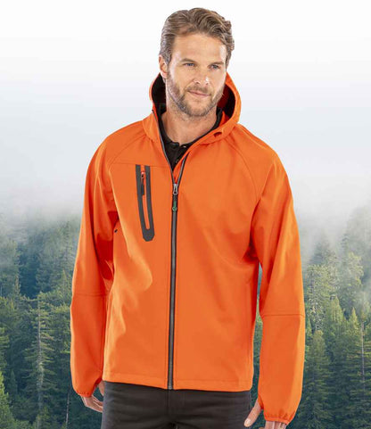 Result Recycled Three Layer Printable Hooded Soft Shell Jacket - Orange/Navy (RS909)